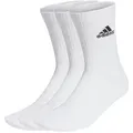adidas Unisex Socken, 3er Pack - Cushioned Crew, Logo, gepolstert, einfarbig Weiß 40-42