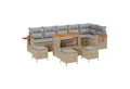vidaXL Loungesofa 10-teiliges Garten Sofa Set mit Kissen Beige Poly Rattan, 10 Teile