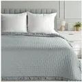 Eurofirany Tagesdecke VANESA & LIBI, Stepppdecke mit Rüschen Bettüberwurf gesteppte Decke silberfarben 200 cm x 220 cm