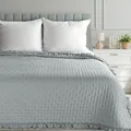 Eurofirany Stillvolle Tagesdecke mit Rüschen LIBI 3 Silber 200 x 220 cm