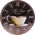 Zeitlose Wanduhr Ø29cm Landhausstil Shabby Vintage Antik Küchenuhr Holzuhr Deko, Motiv:Coffee Shop