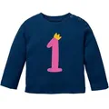 MoonWorks Body Baby Langarm-Shirt 1. Geburtstag Zahl 1 Krone Geburtstagsshirt blau 80/86 (10-15 Monate)