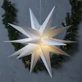 LED Weihnachtsstern 3D Adventsstern Leuchtstern 30cm für Außen Batterie weiß