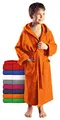 Arus Kinder-Bademantel mit Kapuze für Jungen und Mädchen, 100% Baumwolle Frottee, lang, Orange, 176