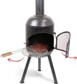 BonFeu BonSolo Schwarz - Terrassenofen - Feuerstelle mit Funkenschutz für entspannte Abende  - Feuersäule Outdoor - Terrassenkamin mit Grillrost - Gartenofen aus hochwertigem Cortenstahl - 34x34x124cm