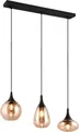 TRIO Leuchten Pendelleuchte Lumina, E14 Hängelampe 3-flammig Glasschirme in 3 Formen amberfarbig, Leuchtmittel wechselbar, warmweiß - kaltweiß, exkl 3x E14 max 40W, Hängeleuchte höhenverstellbar bis max 150 cm