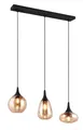 Trio Leuchten Pendelleuchte Lumina 317000313, Metall Schwarz matt, Glas amber, exkl. 3x E14, Bernstein
