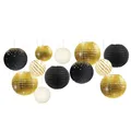 NICROLANDEE Schwarze und goldene Partydekorationen – 12 Stück schwarze goldfarbene Metallic-Folien-Papierlaternen, dekorativ für Geburtstag, Babyparty, Ruhestandsfeier, Abschlussfeier, Jahrestag
