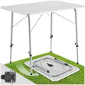 tectake® Campingtisch, Gartentisch klappbar, Klapptisch höhenverstellbar, verstellbare Teleskopbeine, Aluminium Kantenschutz, 80 x 60 x 68 cm, für Garten Terrasse Balkon Camping Picknick