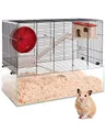 PETGARD Mäuse- und Hamsterkäfig, Nagarium mit Glaswanne und 2 Holzetagen, Komplettset mit Laufrad und weiterem Zubehör, 67x36,5x52 cm, Minnesota