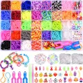 AOKITO 2500+ Loom Bänder Set für Kinder, 32 Farben DIY Gummibänder mit Perlen Haken Charms und Aufbewahrungsbox, Armbänder Selber Machen Zubehör, Geburtstag Weihnachten Geschenke für Mädchen Jungs
