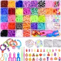Loom Bänder Set 2500+ Gummibänder, Perlen, Anhänger, Aufbewahrung, DIY, Kinder