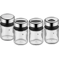 WMF Gewürzstreuer Set 4tlg Gewürzdose Gewürzstreuer Gewürzglas 100ml Glas Depot (Diverse Gewürze, Kräuter) (06.6158.6040)