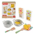 Fisher-Price Pasta-Kochset aus Holz für Kindergartenkinder, 31-teiliges Spielset für Kochrollenspiele mit Spielzeug-Lebensmitteln und Holzbesteck für Kinder ab 3 Jahren, JFG14