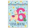 Junapack 12 Einladungskarten zum 6. Kindergeburtstag Einladung zum sechsten Geburtstag Mädchen Lama