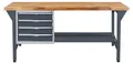 ADB Werkbank  anthrazitgrau, lichtgrau 4 Schubladen 150,0 x 75,0 x 85,0 cm