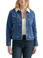 Wrangler Damen Jacke mit Sherpa-Futter im Retro-Stil, Denim, S