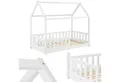 Juskys Kinderbett Marli, 80x160 cm, Hausoptik mit Dach, Holz, Rausfallschutz, 3 - 10 Jahren