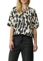 s.Oliver Kurzarmbluse mit All-Over Print, BLACK AOP