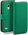 moex Book Case für Samsung Galaxy S4 Handyhülle mit Kartenfach, Hülle klappbar 360 Grad Schutzhülle, Klapphülle Flip Case Cover, PU Leder Handytasche Lederhülle, Dunkelgrün