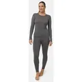 DANISH ENDURANCE Funktionsshirt Merino Baselayer Funktionsunterwäsche Set, Langarm Shirt & Hose, Temperaturregulierend grau S