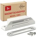 LouMaxx Magnetschnäpper extra stark - Haltekraft 13kg – 2er Set in weiß Magnetverschluss – Magnetschloss – Türmagnet – Möbelmagnet – Magnet Schranktür – Magnet-Türschließer – Balkontürschnapper