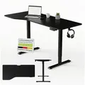 Juskys Schreibtisch Office Stand, 160 x 75 cm, elektrisch verstellbar, Headset-Halterung, Kabelführung schwarz 160 cm x 72 cm x 75 cm