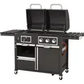 tepro Gas Kohle Kombigrill Toronto, Grillwagen mit Holzkohle- und Gasgrill-Modus, 3 Brenner mit je ca. 2,9 kW Leistung, Piezozündung, Thermometer - Grau