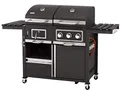 tepro Gas Kohle Kombigrill Toronto, Grillwagen mit Holzkohle- und Gasgrill-Modus, 3 Brenner mit je ca. 2,9 kW Leistung, Piezozündung, Thermometer, Maße ca. 173 x 65 x 116,5 cm, Schwarz