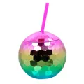 Discokugel Becher mit Strohhalm, 550 ml, Trinkbecher für Party oder Gartenfe...