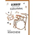 Verlag Dominique Grußkarten Geburtstag - Karte mit Umschlag - Schlagzeug, Zeichnung