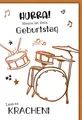 Geburtstag - Karte mit Umschlag - Schlagzeug, Zeichnung
