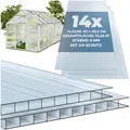 tectake 14er Set Doppelstegplatten, 10,25 m² Gesamtfläche, individuell zuschneidbar, wärmedämmend, temperaturresistent, 121 x 60,5 x 0,6 cm je Platte