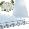 tectake® Polycarbonat Doppelstegplatten, 14x Platte, UV-beständige Kunststoffpaneele, Stegplatten Kunststoffplatte Gewächshaus, Terrassenüberdachung, Frühbeetaufsatz - 121 x 60,5 x 0,6 cm
