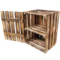 Creative Deco Vintage Holztruhe mit Deckel & Regal | 50 x 40 x 30 cm | Geflammte Holzkiste Holzbox | Wandregal Küche | Ideal als Aufbewahrungsbox, Korb für Geschenke | Für DiY, Dokumente, Spielzeug