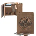 Greenburry Kettenbörse Leder braun Totenkopf Geldbörse REBEL RIDER 10x12cm
