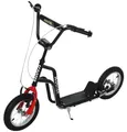 HOMCOM Kinderroller Scooter Lenker Verstellbar mit Luftreifen 12 Zoll Schwarz