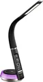 LED Schreibtischlampe Lederoptik mit QI-Ladestation Touch dimmbar Warm-/Kaltweiß Uhranzeige Schwarz