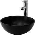 LuxeBath Waschbecken Aufsatzwaschbecken Rund, Ø 32x13,5 cm, Schwarz matt, aus Keramik