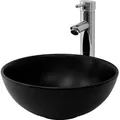 Luxebath - Ml-design Waschbecken Aus Keramik In Schwarz Matt, Ø 32x13,5 Cm, Runde Aufsatzwaschbecken, Moderne Waschtisch, Waschschale Mit Abflussloch, Waschplatz Handwaschbecken, Für Das Badezimmer Und Gäste-wc