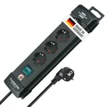 Brennenstuhl Premium-Line Steckdosenleiste 4-Fach (Mehrfachsteckdose mit Schalter und 1,8m Kabel -45° Winkel der Schutzkontakt-Steckdosen, Made in Germany) schwarz