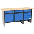 Güde Werkbank GW 6/2 XL, 40481, blau, mit 6 Schubladen & 2 Türen, 171 x 85 x 60 cm
