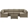 Beliani Lounge, Braun, Kunststoff, 6-Sitzer, Loungemöbel, Gartenlounge-Sets