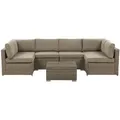 Gartenmöbel Set Braun Polyrattan Aluminium 6-sitzer Auflagen Braun Terrasse Outdoor Minimalistisch Modern