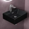 doporro Waschbecken keramik Aufsatzwaschbecken Hängewaschbecken Waschtisch mit Nano-Bechichtung 41x36x13cm Matt Schwarz