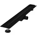 LuxeBath Duschrinne Edelstahl Doppelseitige Bodenablauf 2in1, Komplettset Bodenbefestigung, Duschablauf, Siphon mit Geruchsstop, Haarsieb, Ablaufrinne Dusche schwarz 70 cm
