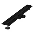 LuxeBath Duschrinne 70 cm 2in1, befliesbar, extra flach, Edelstahl, Schwarz, Doppelseitige Bodenablauf, Komplettset Bodenbefestigung, Duschablauf, Siphon mit Geruchsstop, Haarsieb, Ablaufrinne Dusche
