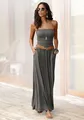 Maxikleid, mit schmalem Oberteil und Taschen, schulterfrei, Sommerkleid, Basic, Gr. 40 - N-Gr, khaki N-Gr
