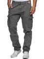Indicode Herren William Cargohose aus Baumwolle m. 7 Taschen inkl. Gürtel | Outdoorhose Iron, XL