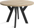 Runder Esszimmertisch LOFT, ausziehbarer Tisch Durchmesser: 90 cm bis 190 cm, Wohnzimmertisch Farbe: SONOMA, mit Holzbeinen in Farbe Schwarz
